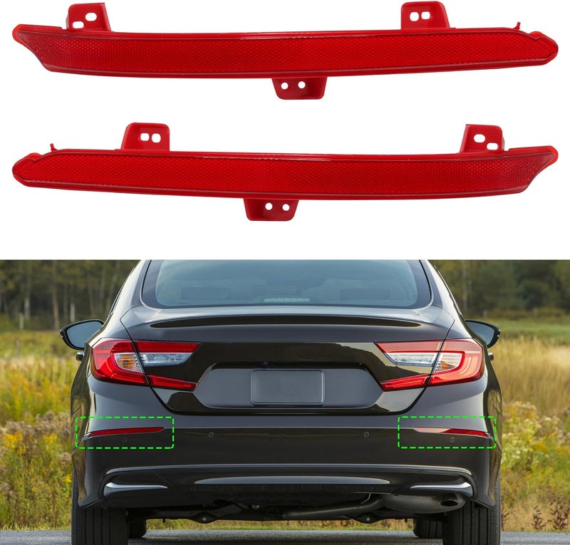 Abodvu Compatible with Honda Accord Rear Bumper Reflector 2018-2024,Left Driver & Right Passenger Side Rear Bumper Red Marker Trims,Back Reflector Light W/O Bulb Replacement for 10th Gen Accord(1Pair) - Image 1
